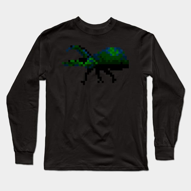 Rhinoceros Beetle Pixel Long Sleeve T-Shirt by ManicWax